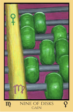 Load image into Gallery viewer, Rosetta Tarot Nine of Disks - Gain card