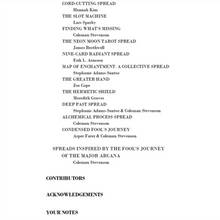 Load image into Gallery viewer, A Small Collection of Specialized Spreads vol 1 table of contents page 2