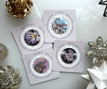 Load image into Gallery viewer, Ara Astrology deck four illustrated zodiac sign cards showing