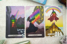Load image into Gallery viewer, Chakra Healing Tarot the fool, the wheel, the world