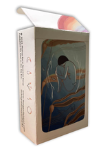 Load image into Gallery viewer, The Gentle Tarot linen edition open tuck box with view of the front and one side of the box on a white background