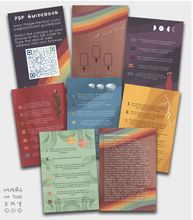 Load image into Gallery viewer, The Gentle Tarot linen edition 8 quick reference cards that are included in the deck shown on a white background