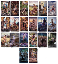 Load image into Gallery viewer, Tarot of the Divine Masculine 20 cards displayed in a grid on a white background