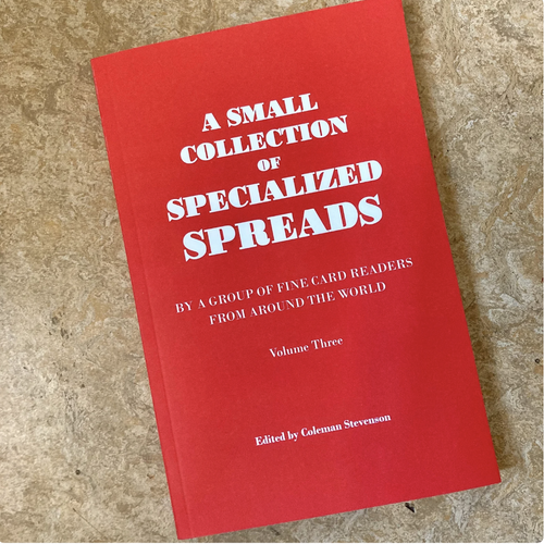 A small collection of specialized spreads vol 3 front cover on a cork background