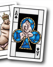 Load image into Gallery viewer, Play with me Erotic Playing cards Ace of spades in the center of the frame and partially showing the King of hearts card all on a white background
