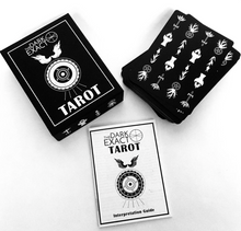 Load image into Gallery viewer, The Dark Exact Tarot box front, card backs and booklet
