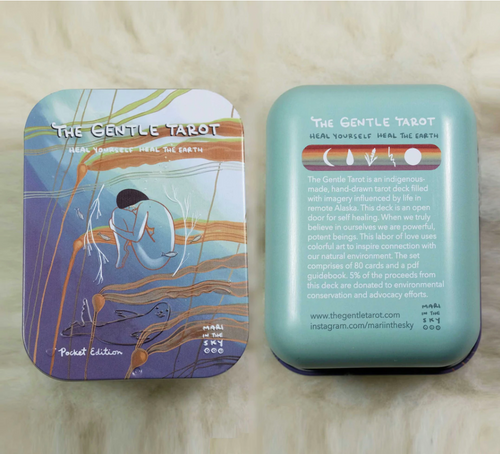 The Gentle Tarot pocket edition lid and back of tin