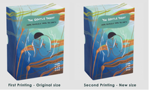 Load image into Gallery viewer, The Gentle Tarot box comparison of first and second printing on a white background
