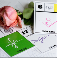 Load image into Gallery viewer, The Vitriolic Tarot Lovers, Star and Coins cards
